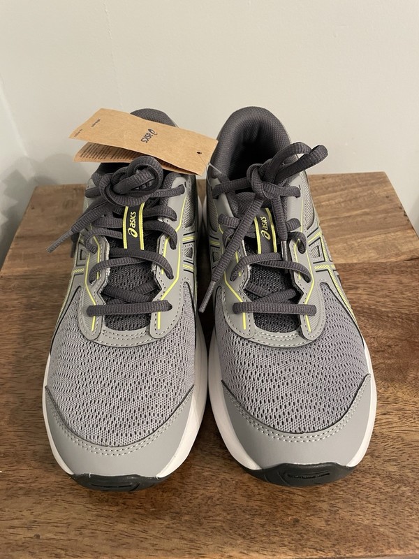 ASICS Shoe Gray/Yellow Mesh Lace-Up Low Top Running Sneakers Size 6