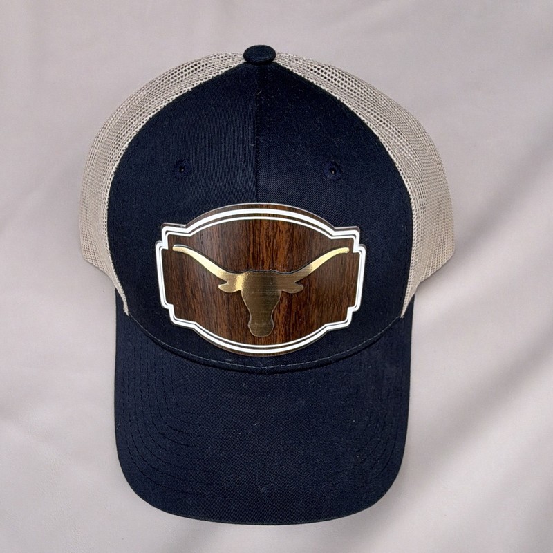 Richardson Mesh Back Trucker Hat Adjustable Navy/Beige Longhorn Patch Men’s gallery