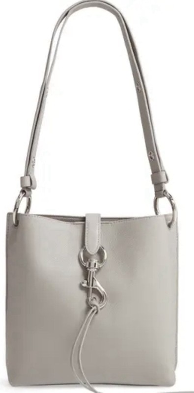 Rebecca Minkoff Women’s Gray Shoulder Bag Silver Hardware Magnetic Logo Ring
