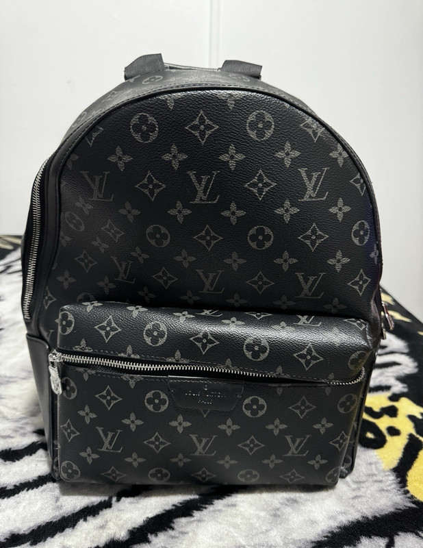 Louis Vuitton Black Monogram Backpack Zip Closure Front Zip Pocket Adjustable