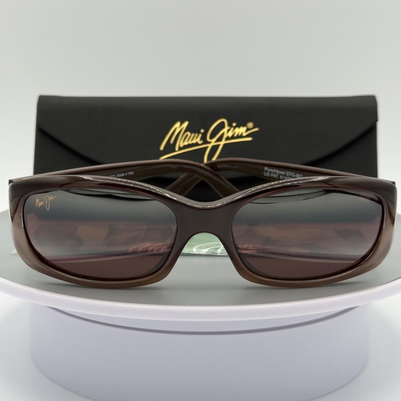 Maui Jim MJ 219-01 Punchbowl Sunglasses Chocolate Fade Maui Rose Wrap 54 17 135