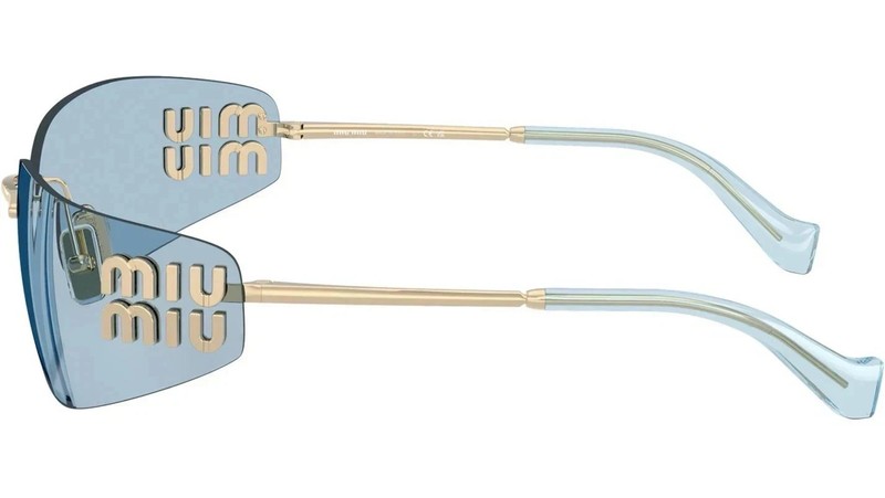 Miu Miu MU A51S ZVN10P Gold Light Blue Lens Women Wrap Sunglasses New! gallery