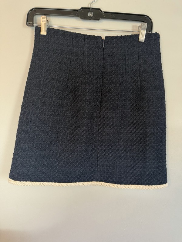 Veronica Beard Roman Mini Navy Blue Cotton Blend tweed Skirt Lined Sz 2 NWT $348 gallery