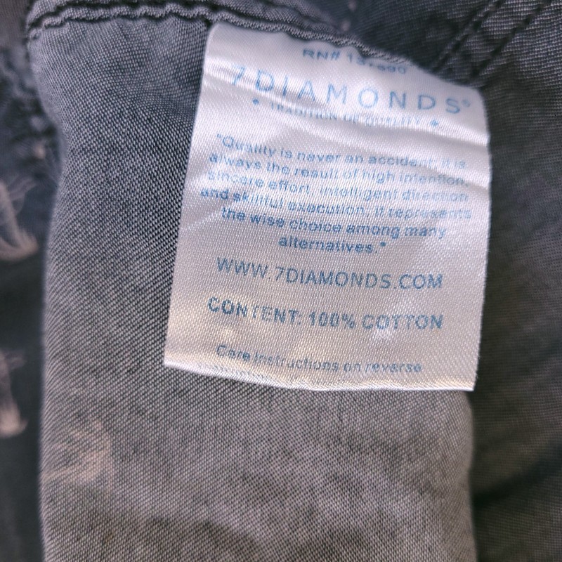 7D 7Diamonds Shirt Mens Large Button Up Gray Fade Geometric Palm Tree Cotton gallery
