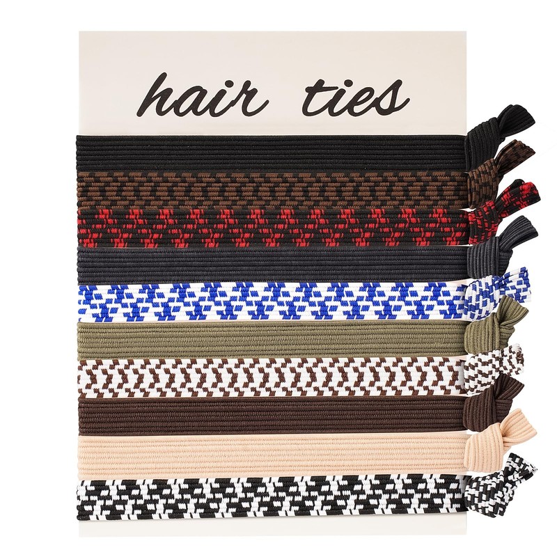 10-Pcs Knotted Wide Hair Ties for Men with Long, Curly, 01.10-Pcs Mixed Color