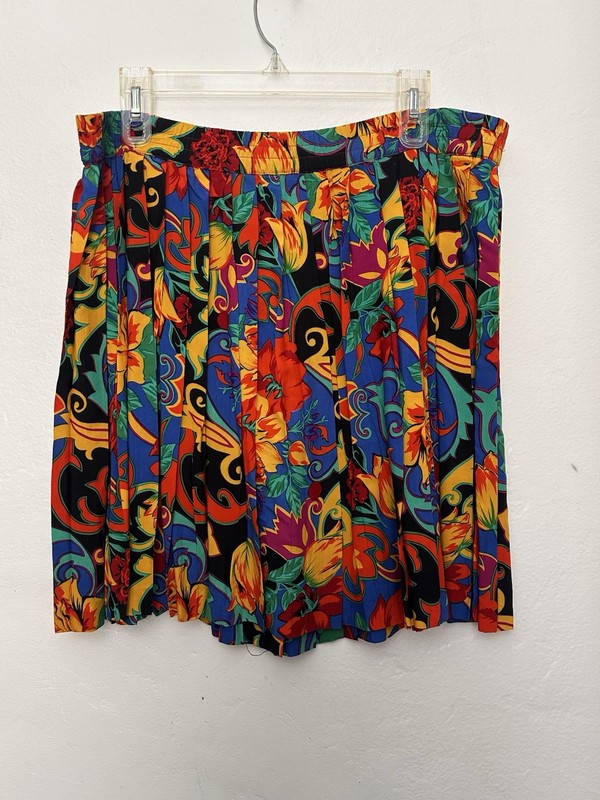 VTG Francine Browner Women’s Cotton Canvas 80s Pleated Knee Skirt Zip Size M