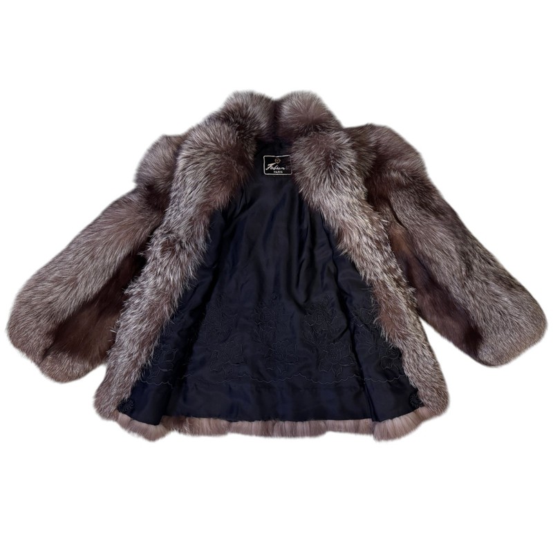 Fabian Paris Fox Mink Real Fur Coat Jacket Brown Size L from Japan gallery