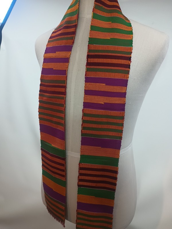 Traditional Kente Cloth Stole Sash Purple Multicolor Ceremonial gallery