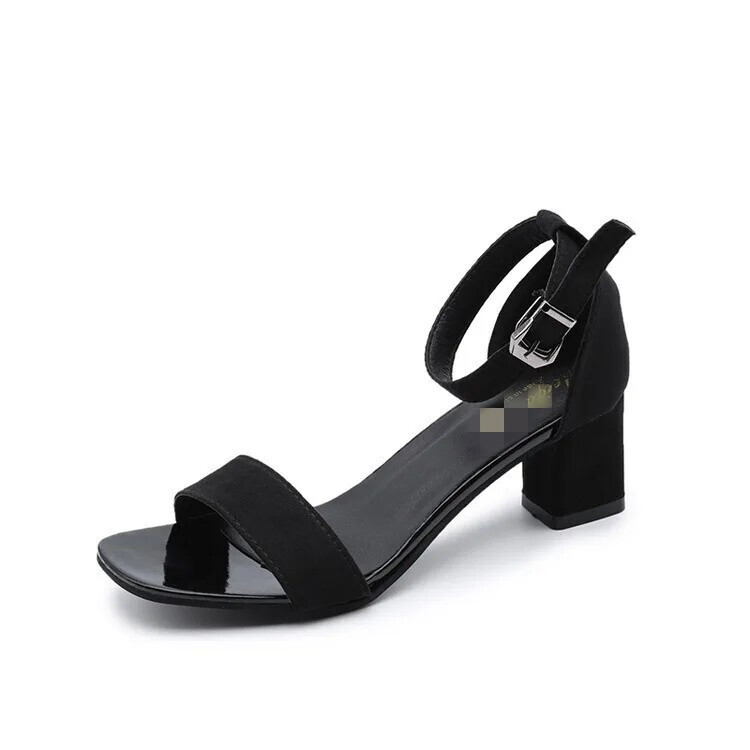 2025 Summer Fashion Sandal Medium High Heel Sandalias Elegant Shoes Buckle Strap