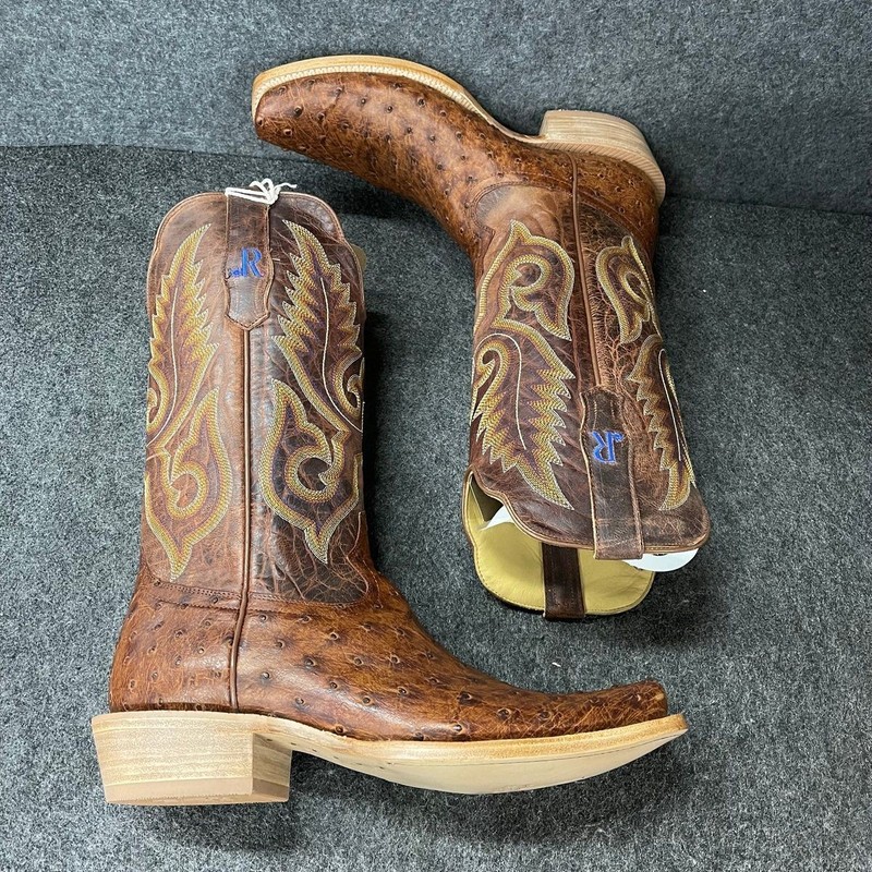 R. WATSON Brass Full Quill 13" Cowboy Boot Men's Size 10 EE Cognac gallery