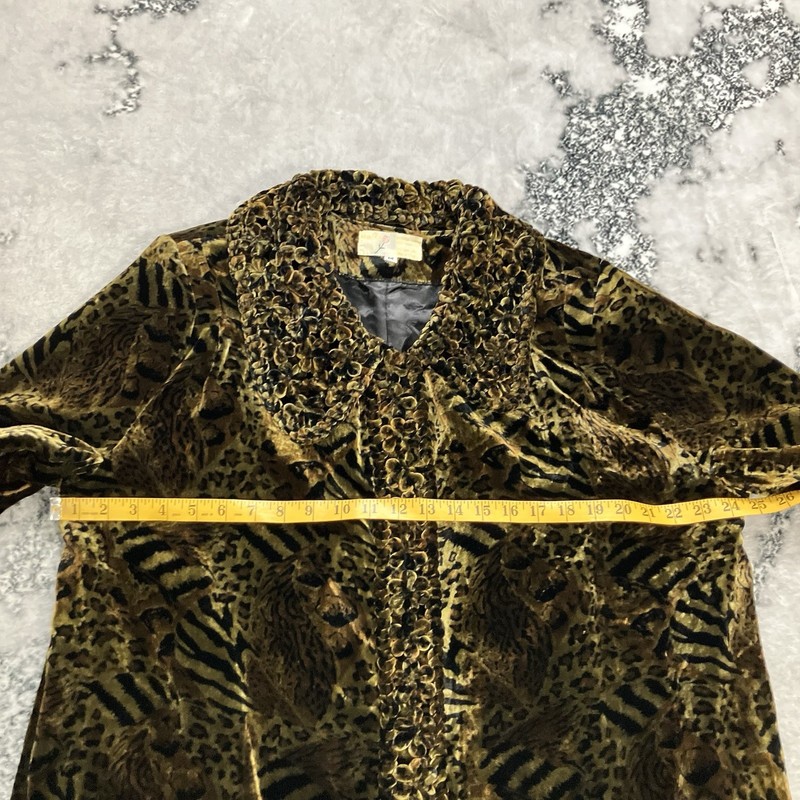 Vintage Rose Animal Print Velvet Burnout Duster Robe Jacket Silk Blend Size M gallery