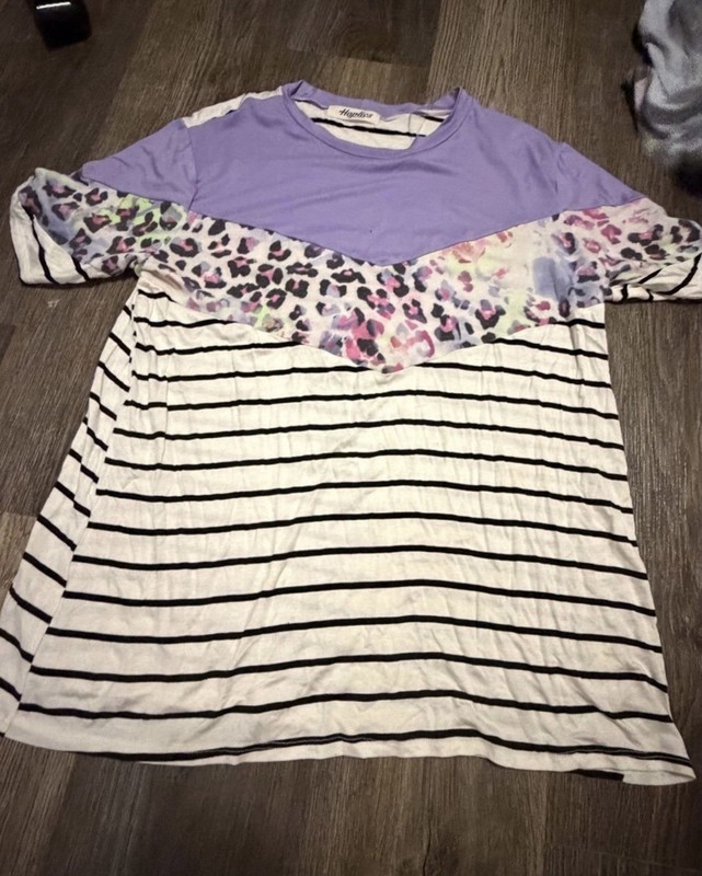 Hardtail Women’s Colorblock Striped Crew Neck Short Sleeve T-Shirt Size L
