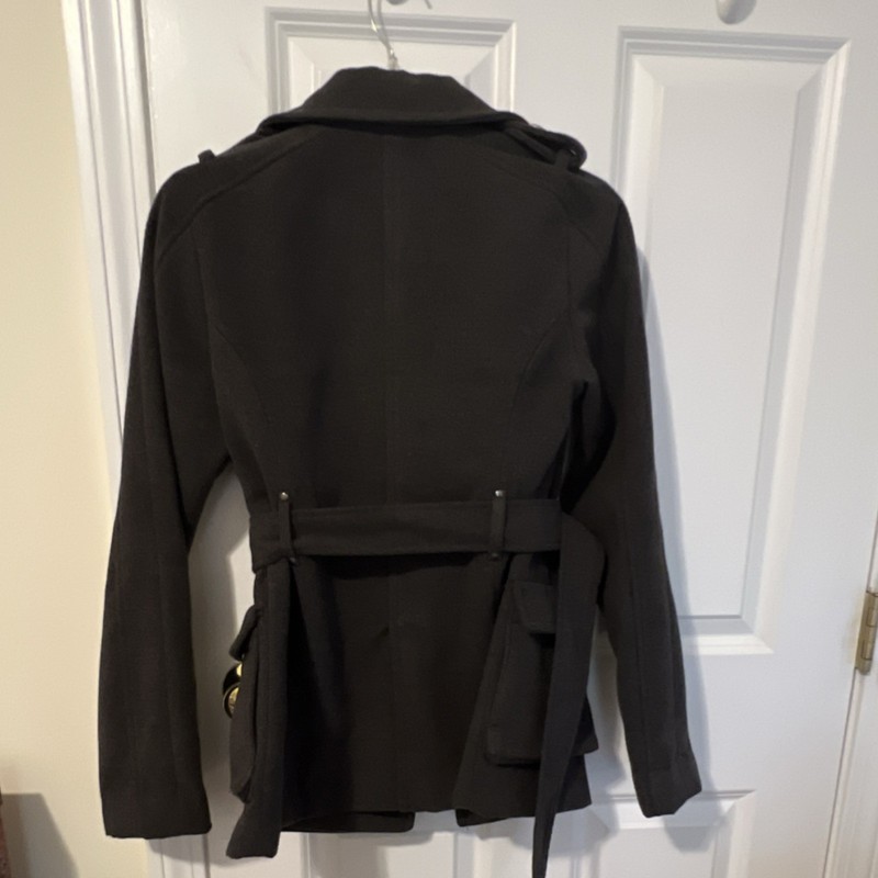 HYDRAULIC Women's Dark Gray Double-Breasted Belted Lined Pea Coat Size S gallery