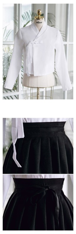 [CHUSHOP]Korean Modernized Traditional Costume Woman Hanbok Set,*White&Black* gallery
