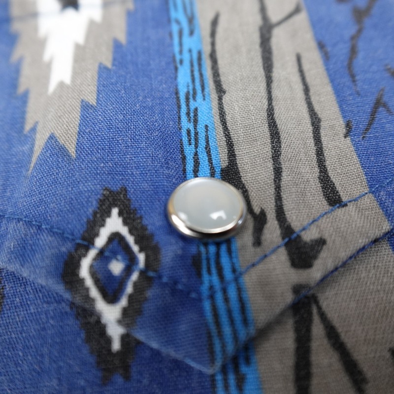 High Noon Shirt Mens XL Blue Pearl Snap Aztec Navajo Western Cowboy Rodeo Serape gallery
