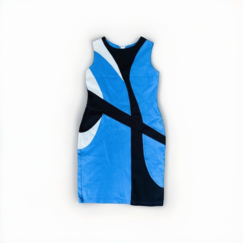 NEW bpc Bonprix Collection Bodycon Dress Size 10 Colorblock Blue White Black