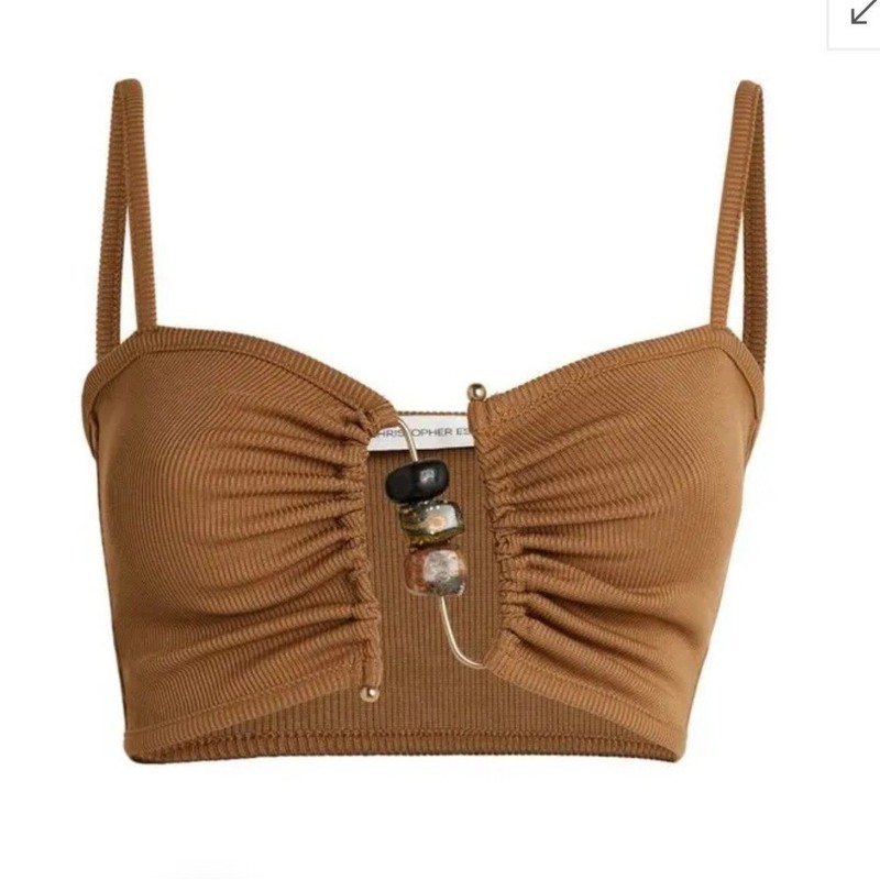 CHRISTOPHER ESBER Ruched Abacus Crop Top