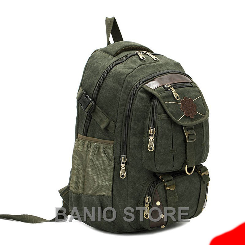 KAUKKO Men Canvas Backpack Rucksack Bag Camping Travel School Satchel Outdoor gallery