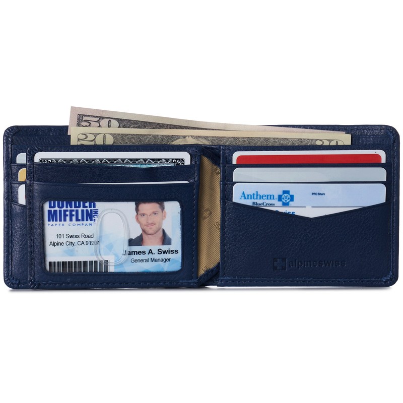 Alpine Swiss Wallet for Men Nolan Commuter Bifold Dual ID Windows for License gallery