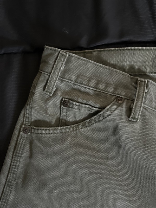 Dickies Duck Worker’s Jeans Men’s 34Wx32L Green Canvas Utility Pants Relaxed Fit gallery