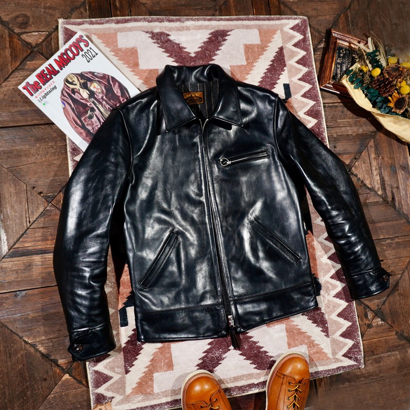 Full Grain Tea Core Horse Leather Classic 19*30S Men’s Biker Jacket