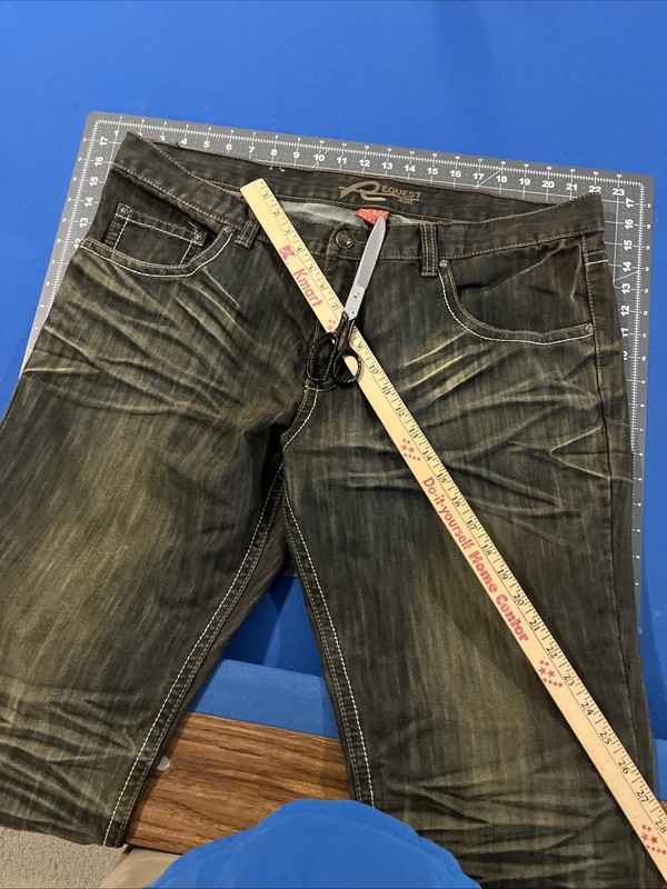 Request Relaxed Straight Jeans Mens 42x32 Black / Brown Fade Baggy Y2K Hip-Hop gallery