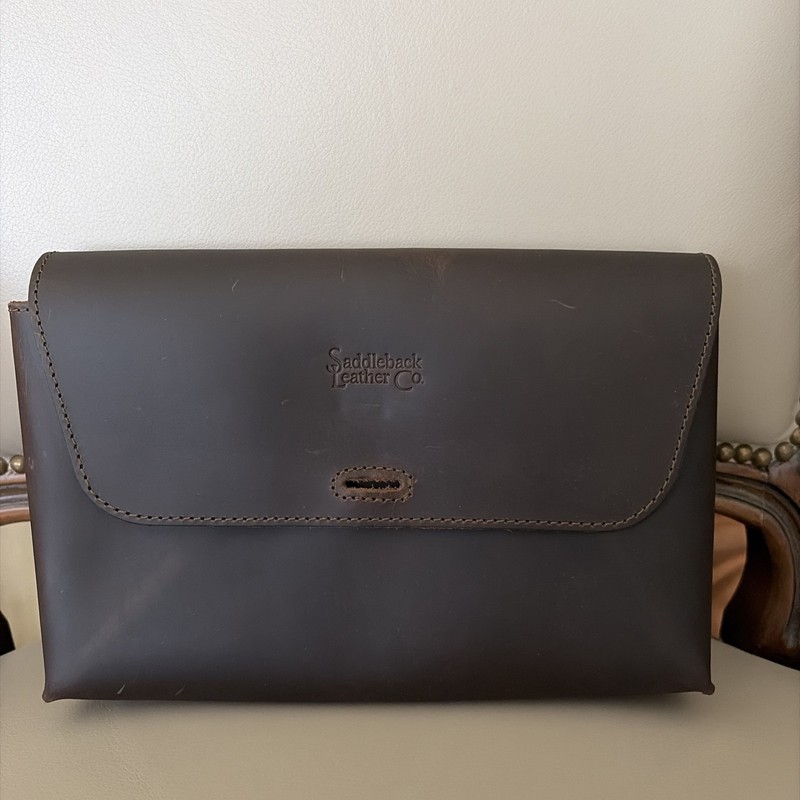 Saddleback Leather Co. – Large Pouch In (DCB) Dark Coffee Brown w/strap