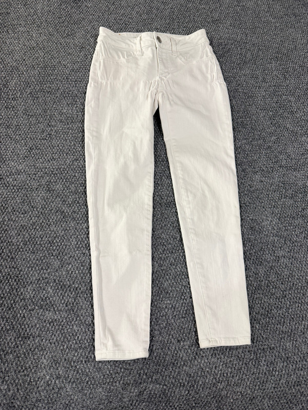 American Eagle jegging womens 00 X Short white skinny stretch denim