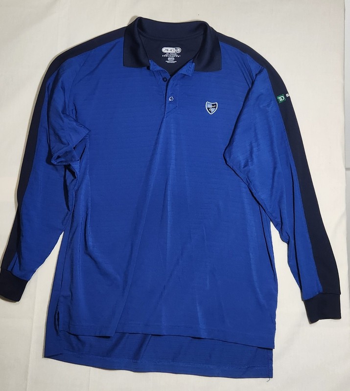 Ahead Coolmax FX Men's Blue Long Sleeve Polo Shirt 100% Polyester Size M gallery