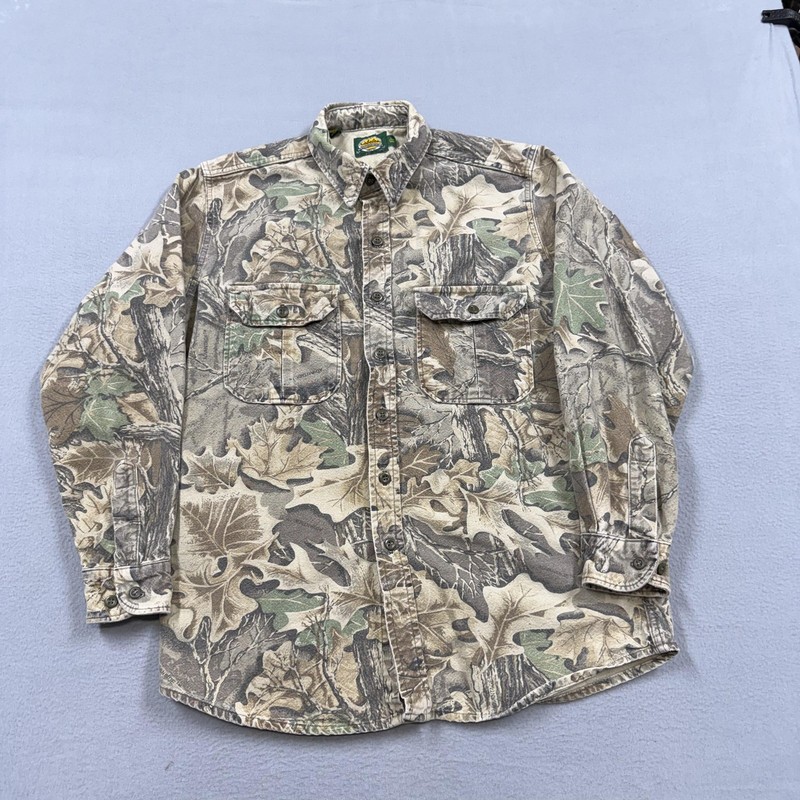 Cabela’s Shirt Mens LT Multicolor Camo Long Sleeve Button Hunting USA Outdoor
