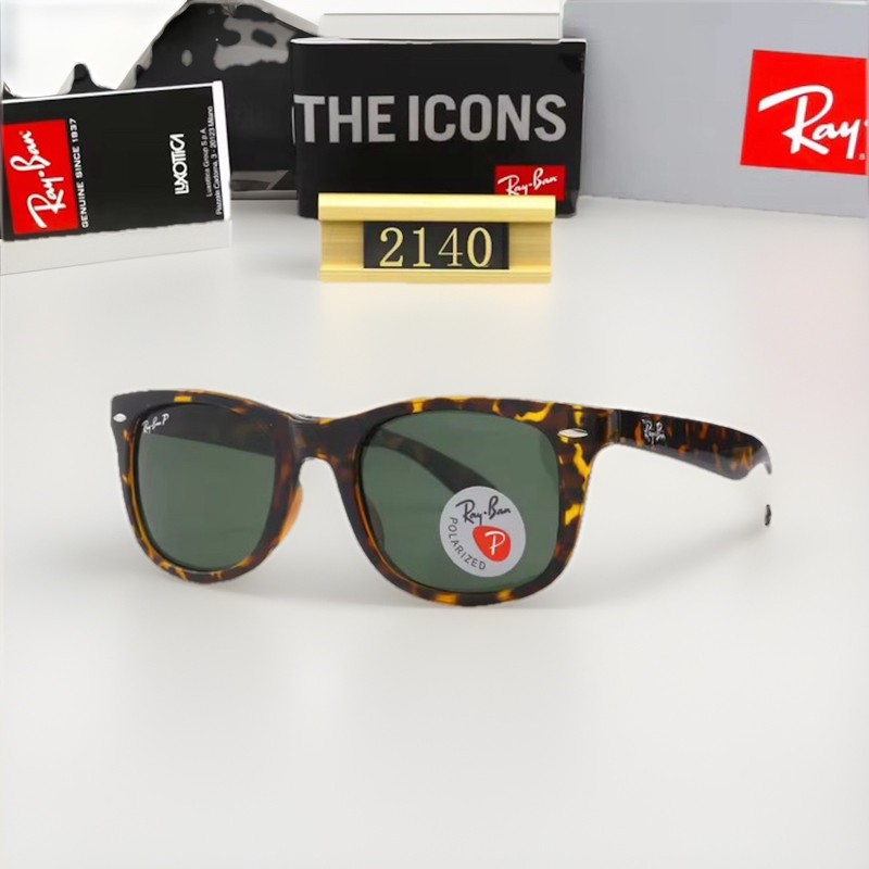 Ray-Ban RB2140 Wayfarer Polarized UV400 Tortoise Brown Frame Green Lens