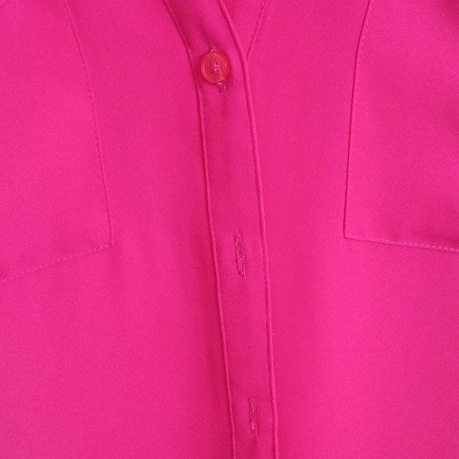 Express Women's XS Pink Solid Collared Sleeveless Button Front Blouse gallery