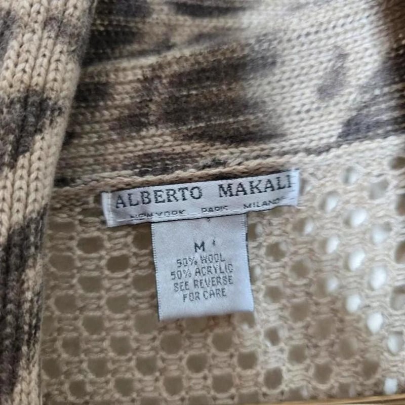 Alberto Makali Mixed Print Wool Blend Open Front Cardigan gallery