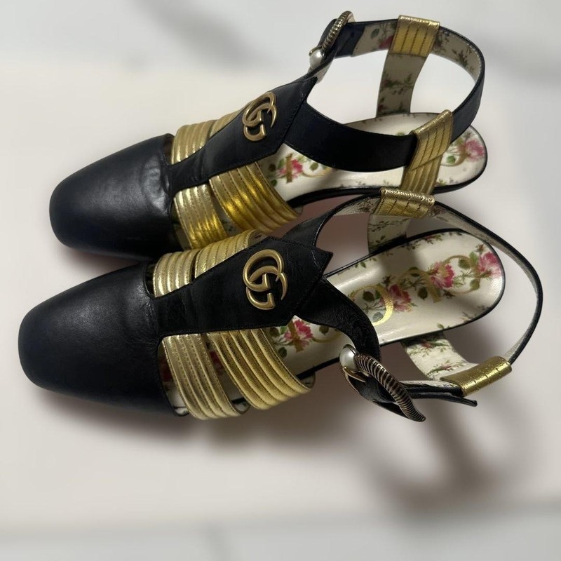 Gucci GG Marmont Pumps Black Gold Women’s Size EU36/US6