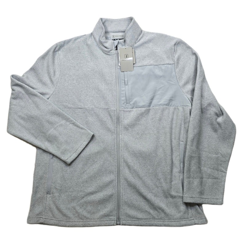 PGA TOUR Zip Fleece Jacket Mens XL Gray Heather Thermal UPF 50 $100 NEW