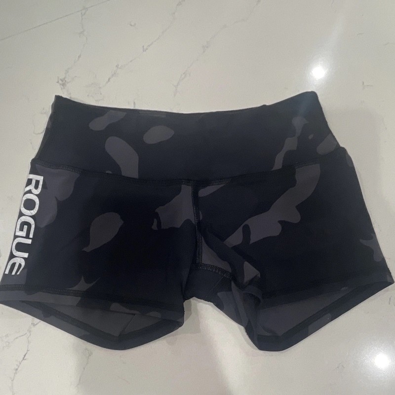 Rogue Women’s XS Athletic Compression Shorts Camo Black Gray Stretch Gym