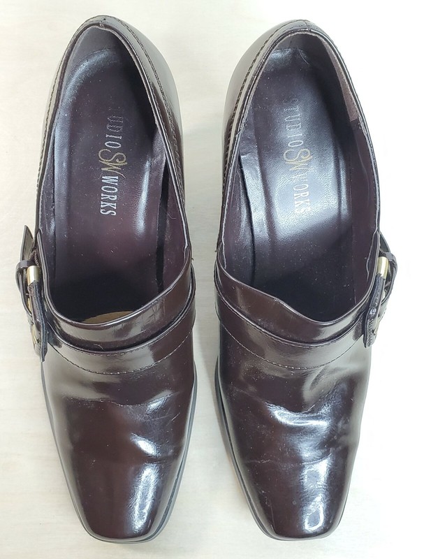 Dress Pumps Solid High Heels Square Toe Brown Manmade Women 8.5 M Studio Works gallery