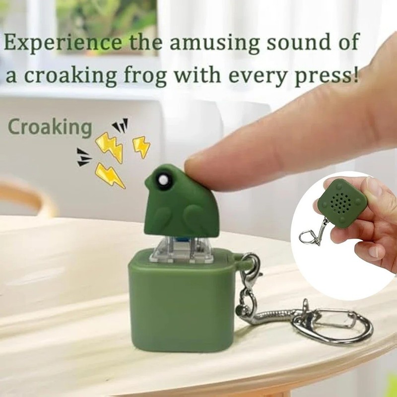 Frog Knocking Toy Frog Keyboard Keychain Decor Emit Light And Sound Pendant TL gallery