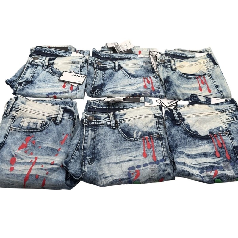 Rue21 Graffiti Jeans Lot Mixed Sizes 30 32 34 Skinny Paint Splatter Streetwear