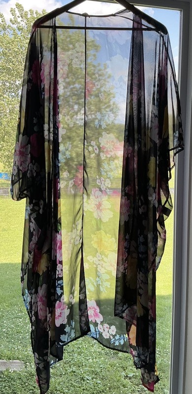 Peach Love California Floral Kimono Cover Up Sheer Beach Swim One Size gallery