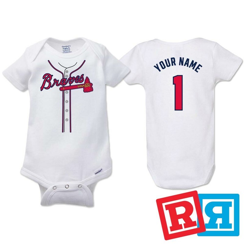 Personalized Atlanta Braves Gerber Baby Onesie® Cotton White Custom Bodysuit