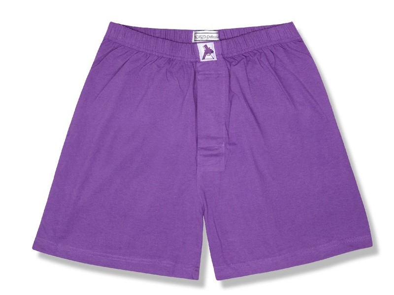 Biagio Mens Solid PURPLE INDIGO Color BOXER 100% Knit Cotton Shorts
