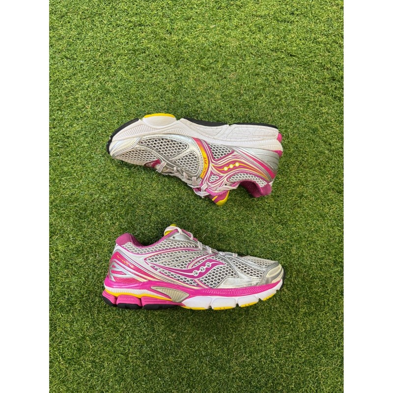 Saucony Hurricane 15 Womens Running Shoes Silver Pink Yellow 10178-1 Size 8