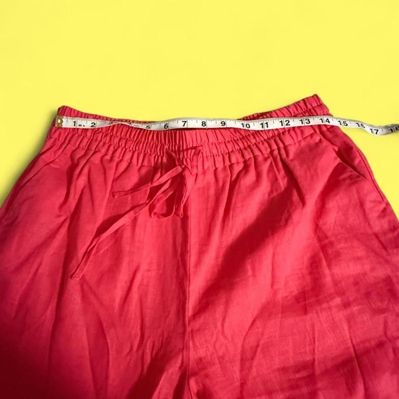 NWOT Express Pink Linen Wide Leg Pants, size Medium short gallery