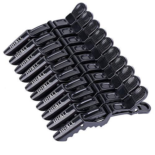 Hair Clips for Women – Wide Teeth & Double-Hinged 10 Count (Pack of 1) Black