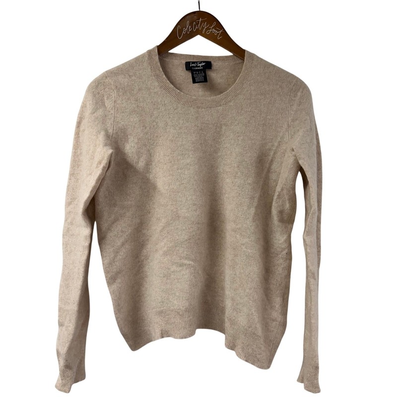 Lord & Taylor Crewneck Sweater Large 100% Cashmere Tan Oatmeal