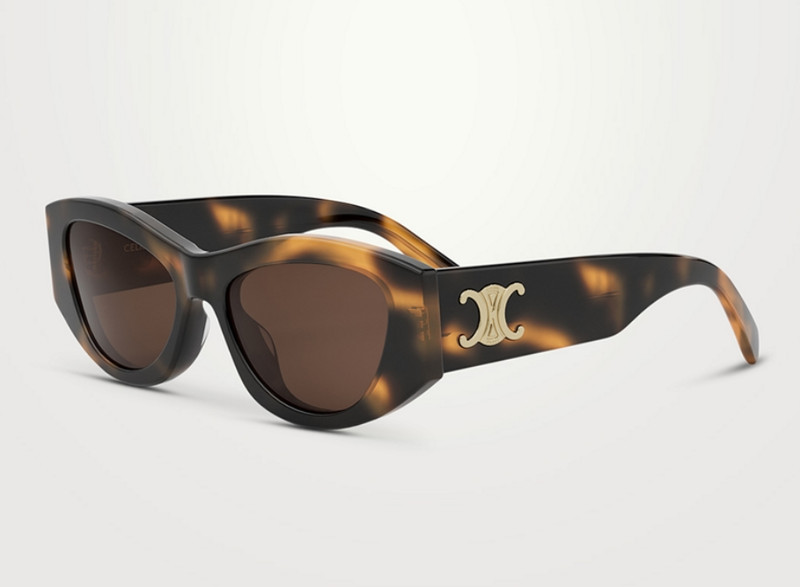 Celine TRIOMPHE CL40308U 53E Shiny Havana/Brown Geometric Women’s Sunglasses NEW