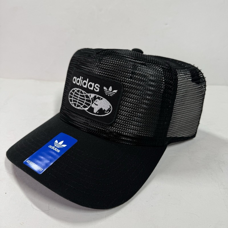 ADIDAS ORIGINALS WORLDWIDE FULL MESH TRUCKER MENS SNAPBACK HAT BLACK NEW