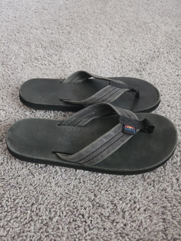 Rainbow Womens Premier Single Layer Black Sandals Wide Strap Size Small 5.5-6.5