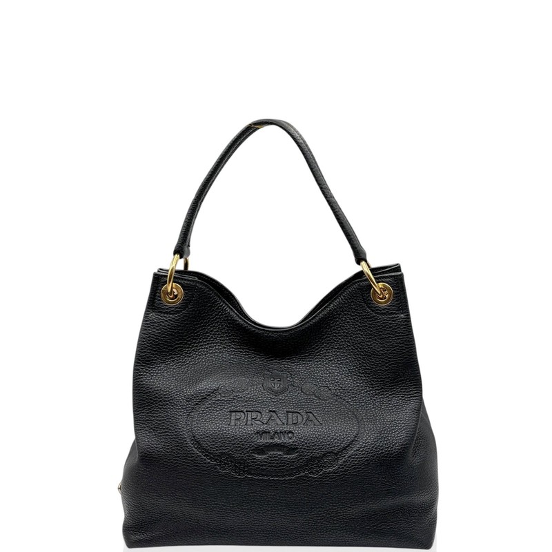 Prada Hobo Black Grained Calfskin (ym040126b3)